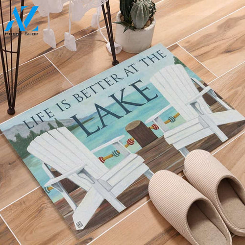 Chair Life is Better At The Lake Funny Indoor And Outdoor Doormat Warm House Gift Welcome Mat Gift For Friend Family