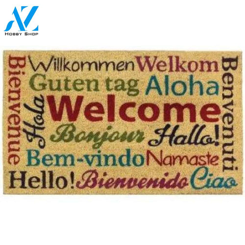 Charlton Home Bonaparte Multi-Lingual Welcome Doormat