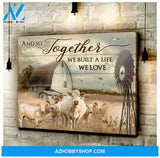 Charolais Cow We Built The Life We Love Canvas Wall Art, Wall Decor Visual Art