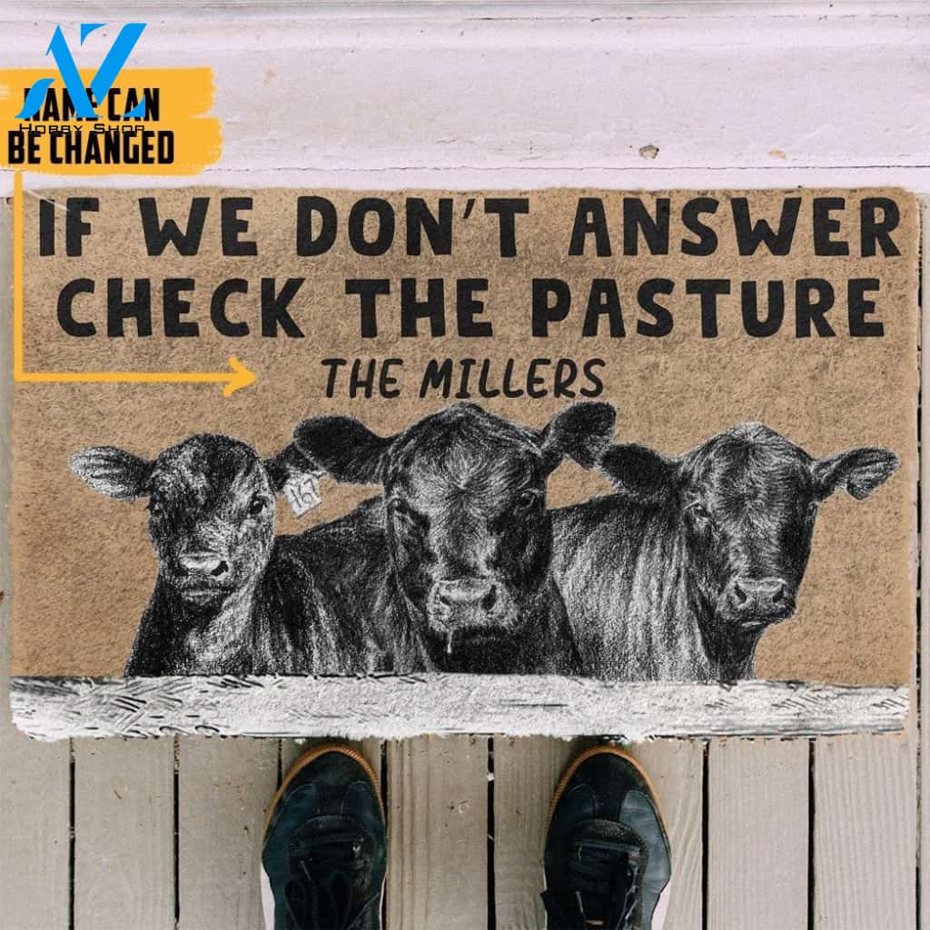 Gearhumans Gearhuman 3D Check The Angus Cattle Pasture Custom Name Doormat