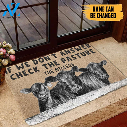 Gearhumans Gearhuman 3D Check The Angus Cattle Pasture Custom Name Doormat