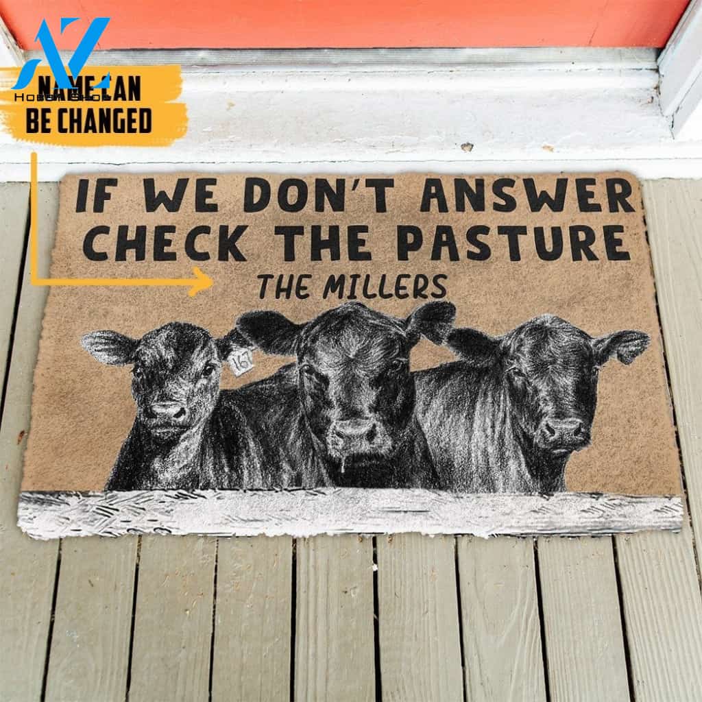 Gearhumans Gearhuman 3D Check The Angus Cattle Pasture Custom Name Doormat