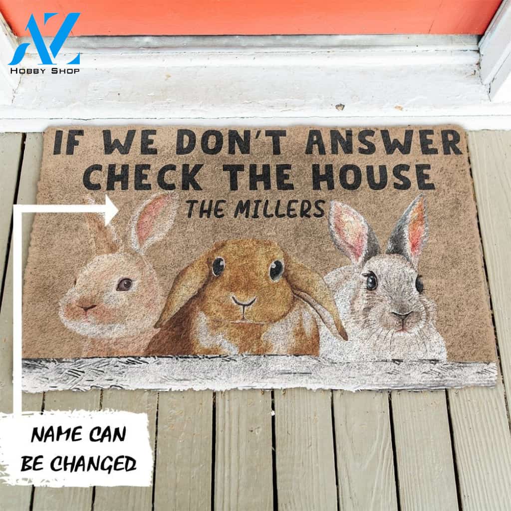 Gearhumans Gearhuman 3D Check The Bunny House Custom Name Doormat