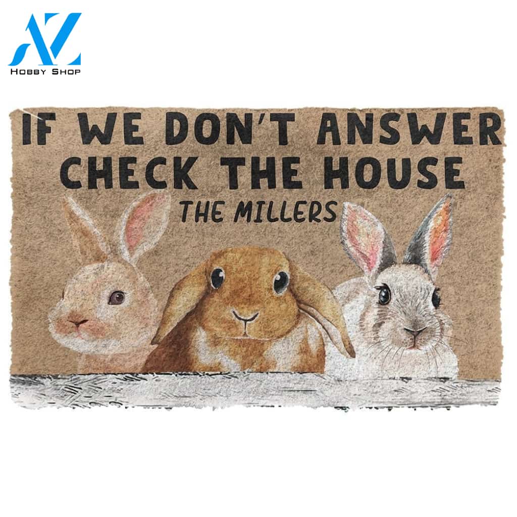 Gearhumans Gearhuman 3D Check The Bunny House Custom Name Doormat