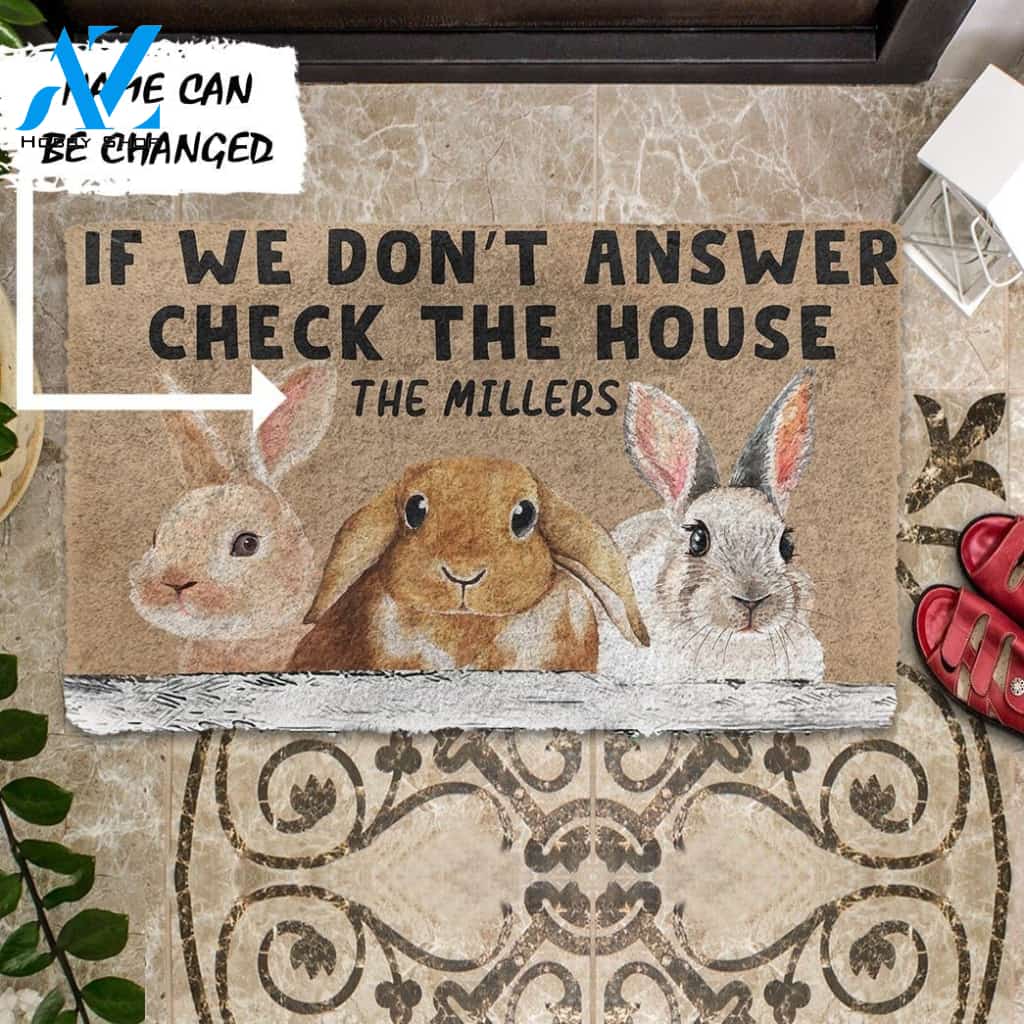 Gearhumans Gearhuman 3D Check The Bunny House Custom Name Doormat