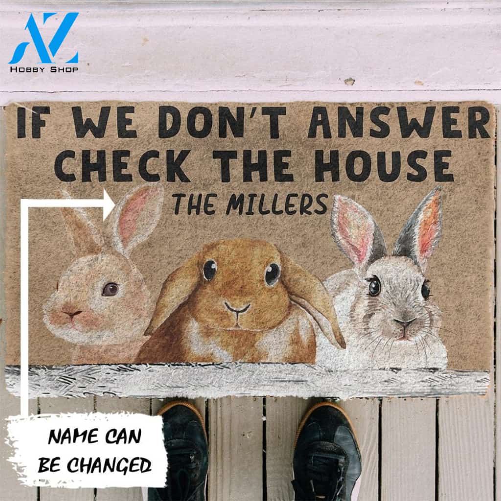 Gearhumans Gearhuman 3D Check The Bunny House Custom Name Doormat