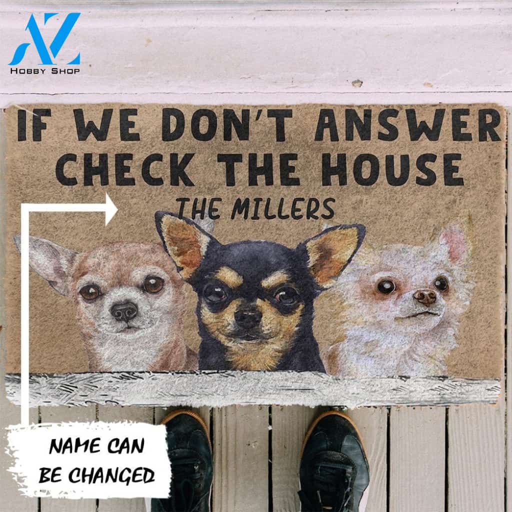 Gearhumans Gearhuman 3D Check The Chihuahua House Custom Name Doormat
