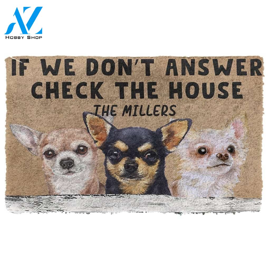 Gearhumans Gearhuman 3D Check The Chihuahua House Custom Name Doormat