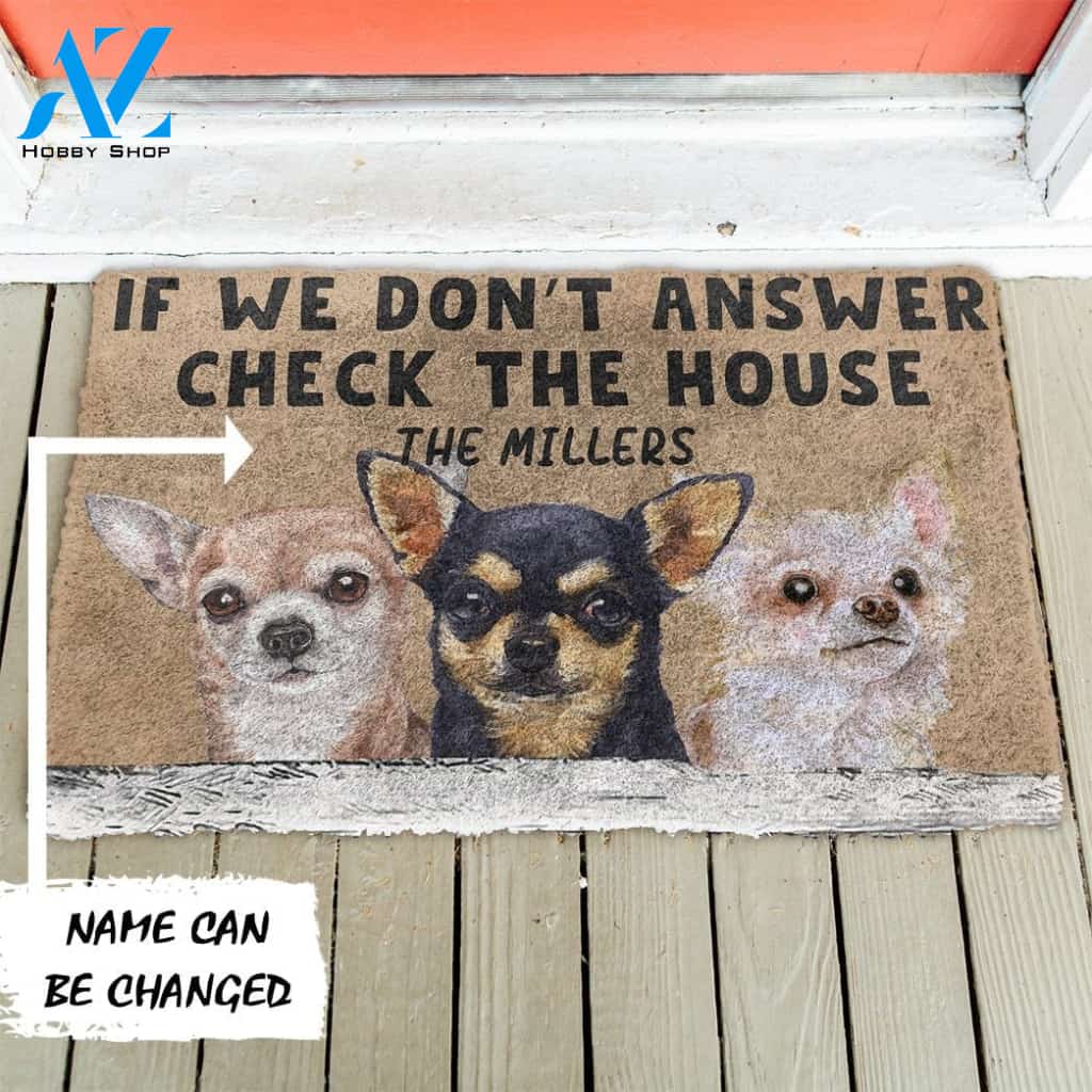 Gearhumans Gearhuman 3D Check The Chihuahua House Custom Name Doormat