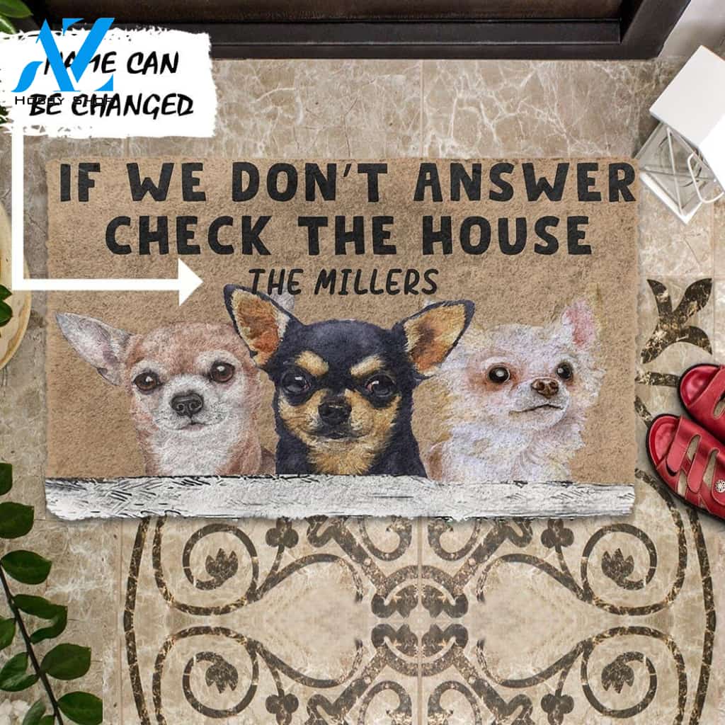 Gearhumans Gearhuman 3D Check The Chihuahua House Custom Name Doormat