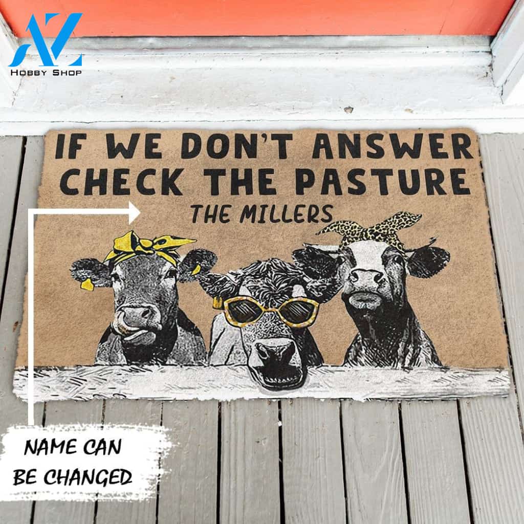 Gearhumans Gearhuman 3D Check The Cow Pasture Custom Name Doormat