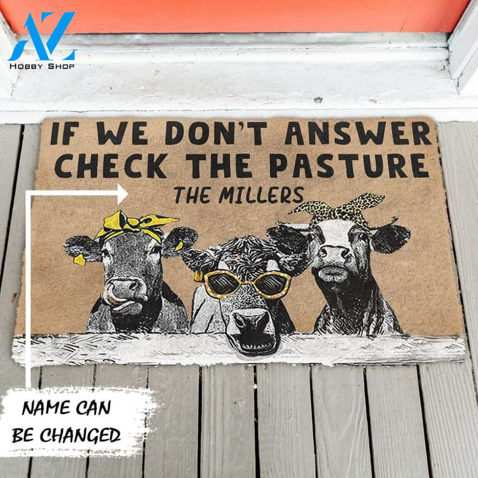 Gearhumans Gearhuman 3D Check The Cow Pasture Custom Name Doormat