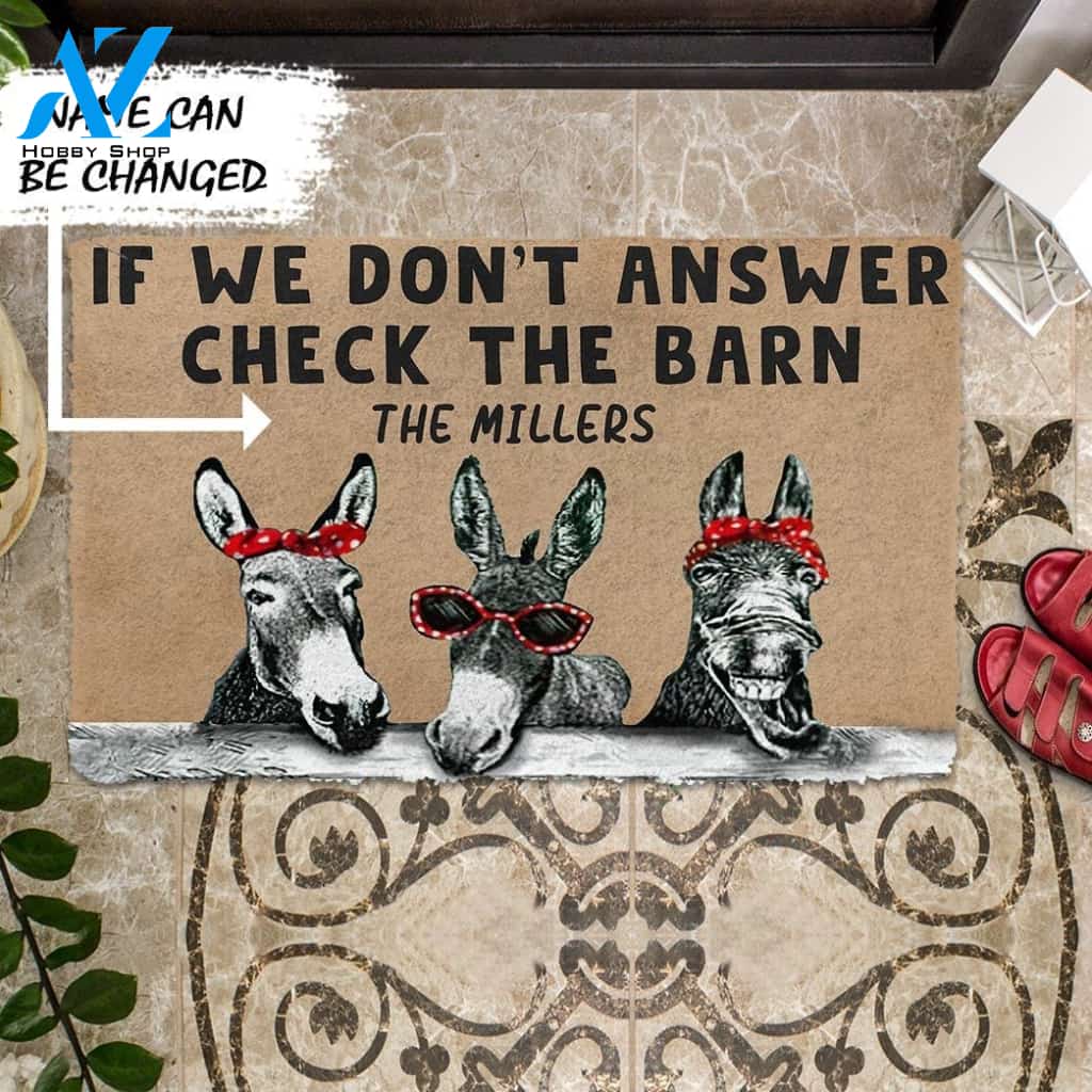 Gearhumans Gearhuman 3D Check The Donkey Barn Custom Name Doormat