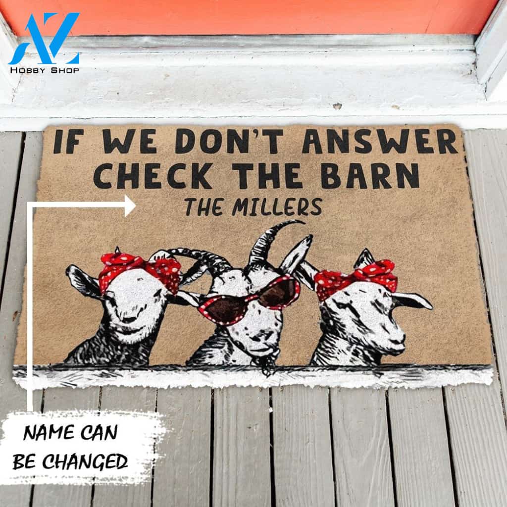 Gearhumans Gearhuman 3D Check The Goat Barn Custom Name Doormat