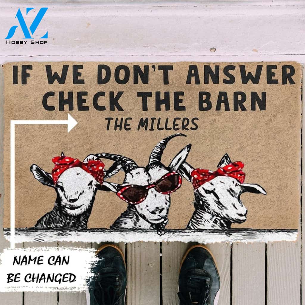 Gearhumans Gearhuman 3D Check The Goat Barn Custom Name Doormat