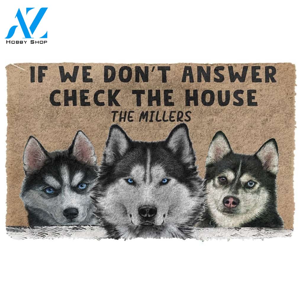Gearhumans Gearhuman 3D Check The Husky House Custom Name Doormat