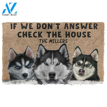 Gearhumans Gearhuman 3D Check The Husky House Custom Name Doormat