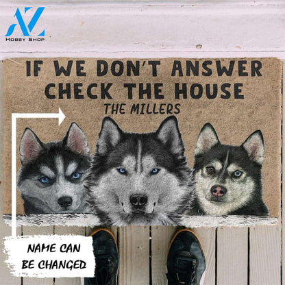 Gearhumans Gearhuman 3D Check The Husky House Custom Name Doormat