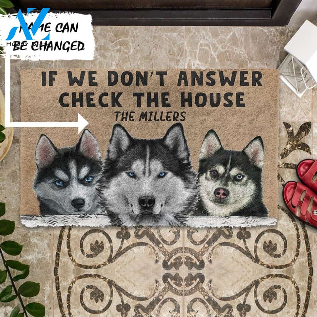 Gearhumans Gearhuman 3D Check The Husky House Custom Name Doormat