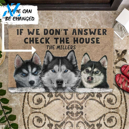 Gearhumans Gearhuman 3D Check The Husky House Custom Name Doormat