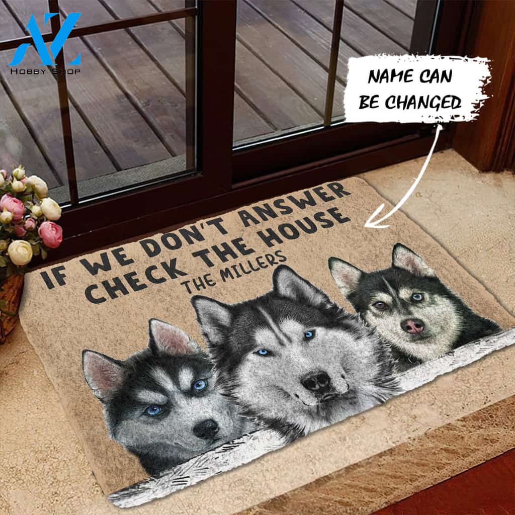 Gearhumans Gearhuman 3D Check The Husky House Custom Name Doormat