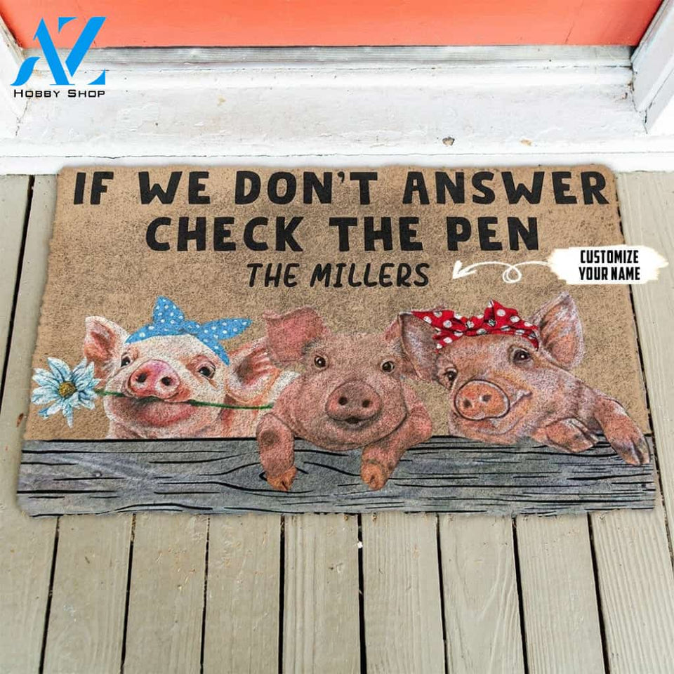 Gearhumans Gearhuman 3D Check The Pig Pen Custom Name Doormat