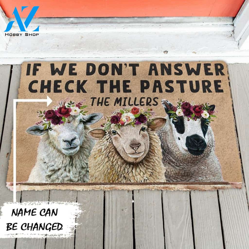 Gearhumans Gearhuman 3D Check The Sheep Pasture Custom Name Doormat