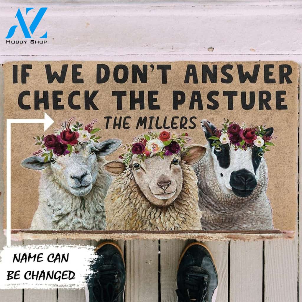 Gearhumans Gearhuman 3D Check The Sheep Pasture Custom Name Doormat