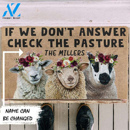 Gearhumans Gearhuman 3D Check The Sheep Pasture Custom Name Doormat
