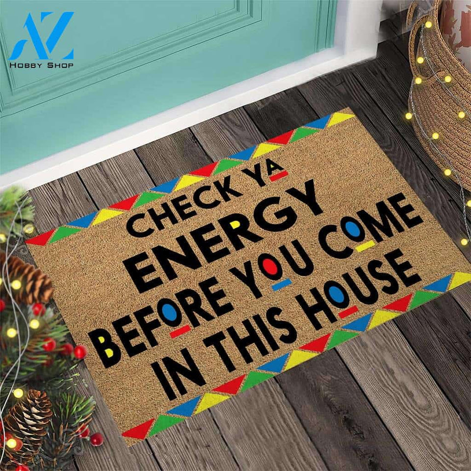 Check Ya Energy - African American Coir Pattern Print Doormat