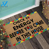 Check Ya Energy - African American Coir Pattern Print Doormat