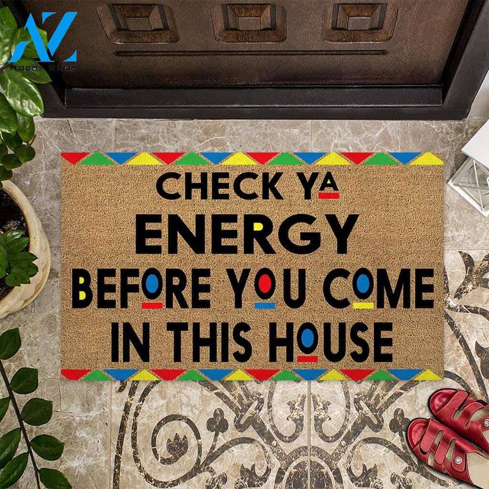 Check Ya Energy - African American Coir Pattern Print Doormat