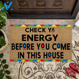 Check Ya Energy - African American Coir Pattern Print Doormat