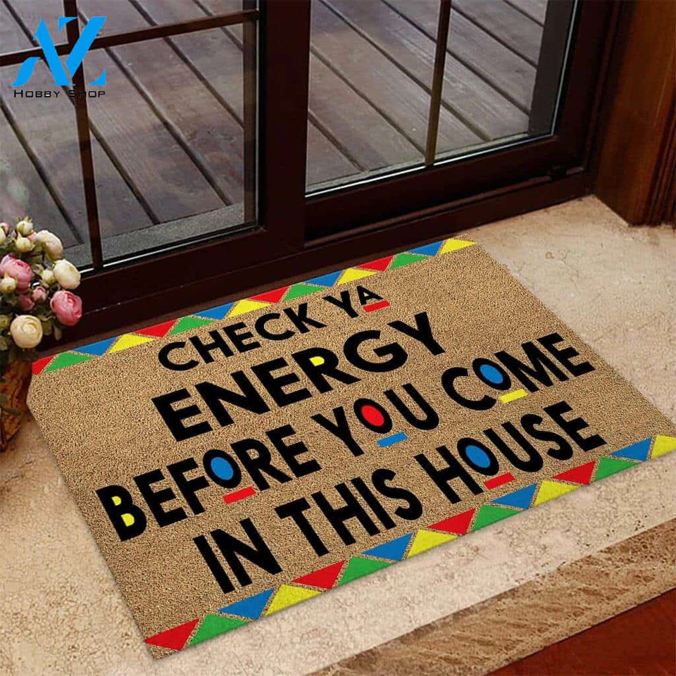 Check Ya Energy - African American Coir Pattern Print Doormat