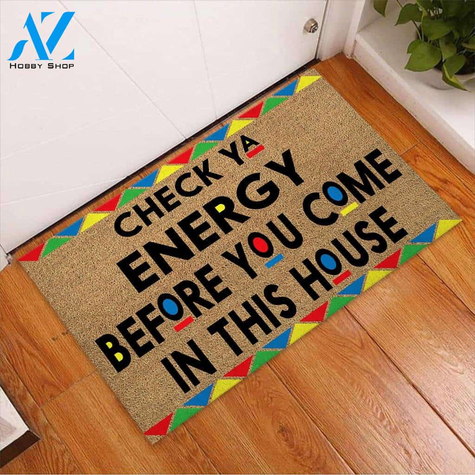 Check Ya Energy - African American Coir Pattern Print Doormat