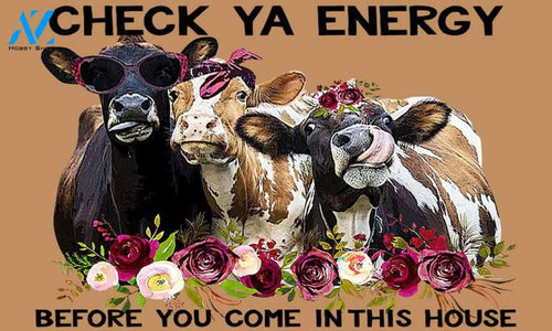Check Ya Energy Before You Come In This House Cow Doormat, Farm Life Lover Mat Gift, Cow With Flowers Ma