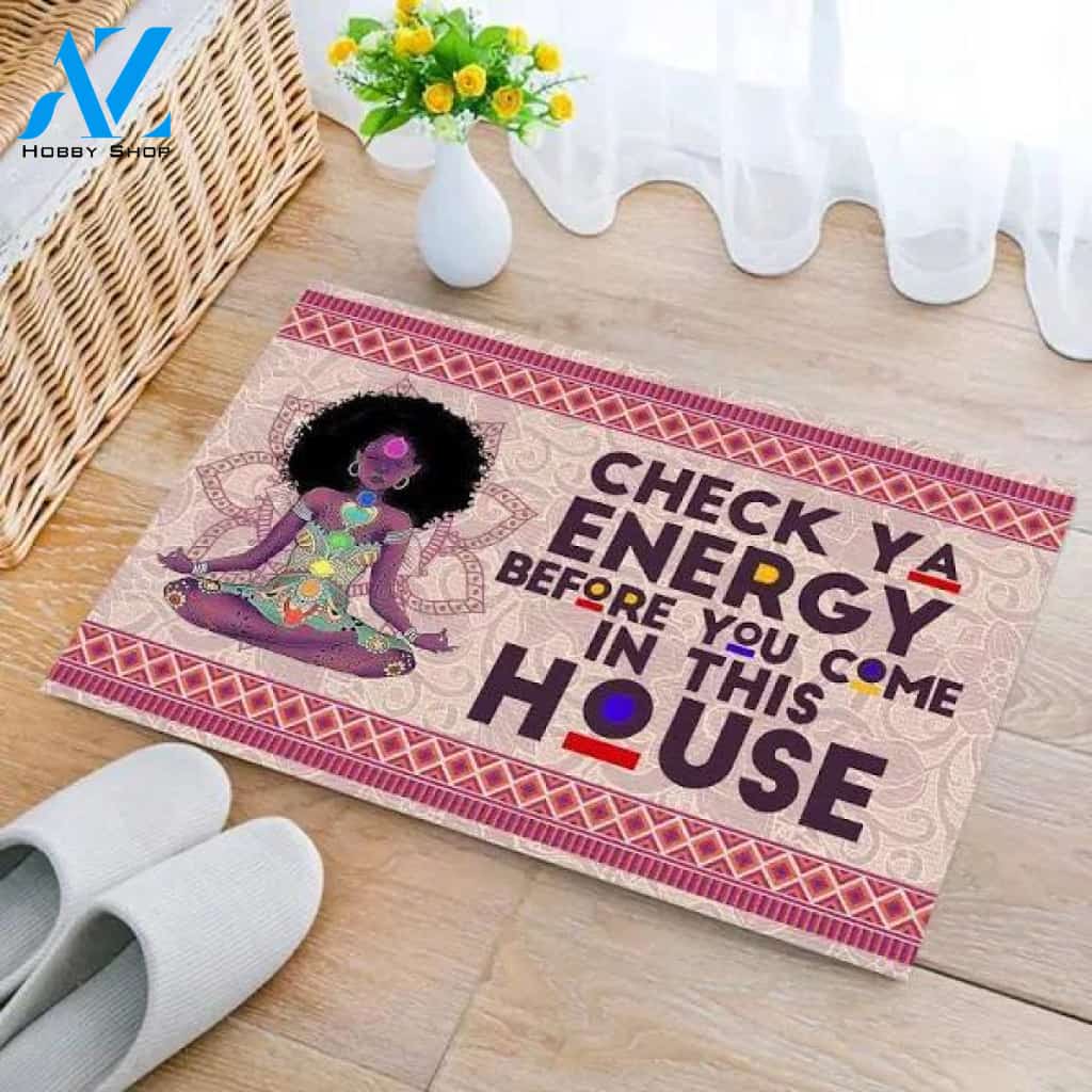 Check Ya Energy Before You Come In This House Doormat Welcome Mat Housewarming Gift Home Decor Funny Doormat Gift Idea For Yoga Loves
