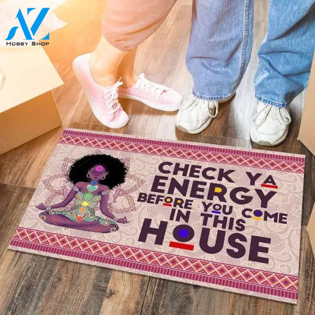 Check Ya Energy Before You Come In This House Doormat Welcome Mat Housewarming Gift Home Decor Funny Doormat Gift Idea For Yoga Loves