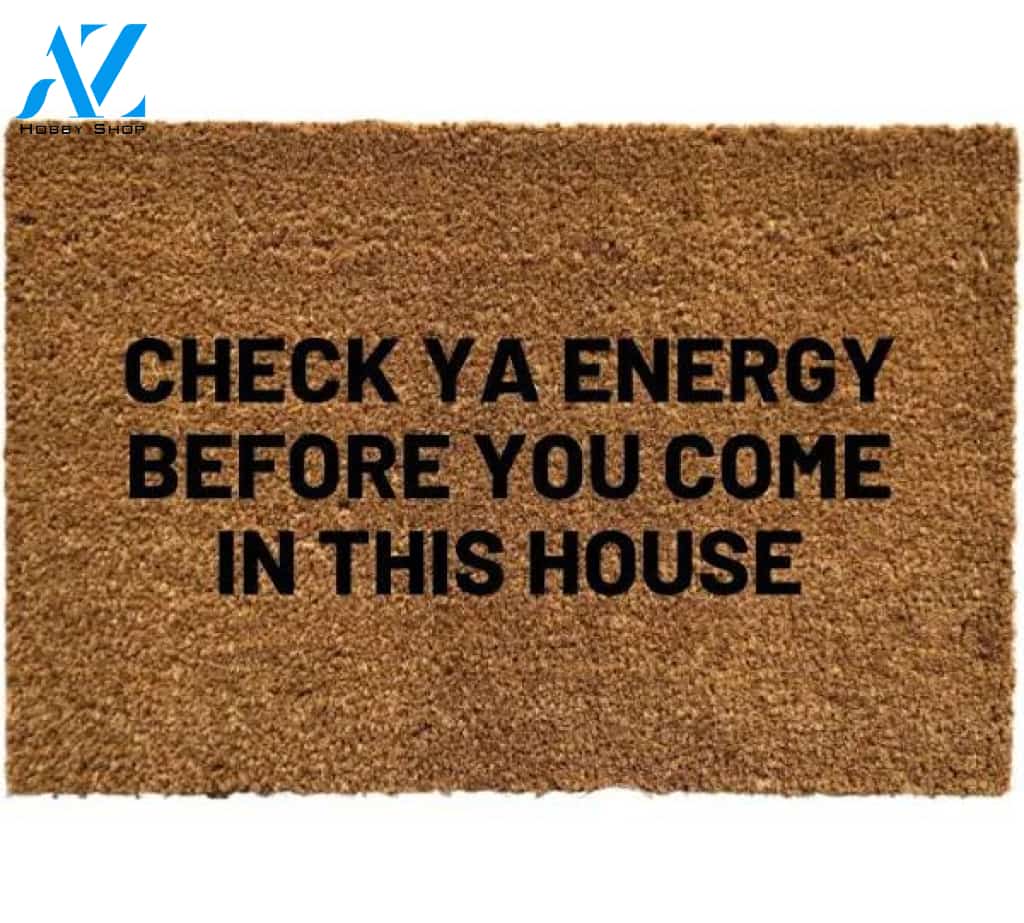 Check ya energy doormat, Welcome mat, Peaceful doormat, Energy welcome mat; Housewarming, Closing gift, Energy doormat, Gift idea, Energy