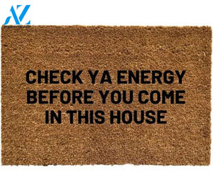 Check ya energy doormat, Welcome mat, Peaceful doormat, Energy welcome mat; Housewarming, Closing gift, Energy doormat, Gift idea, Energy