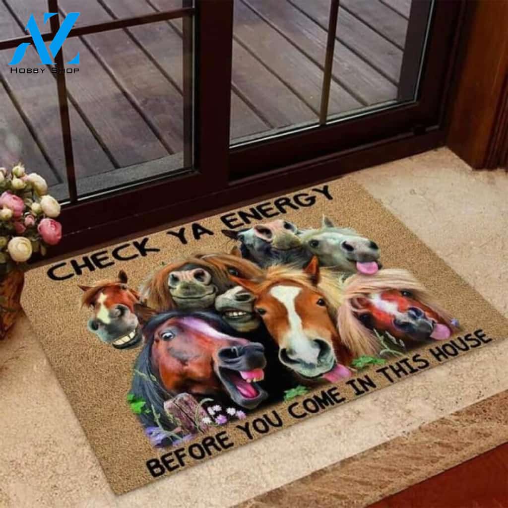 Check Ya Energy Horse Coir Pattern Print Doormat | Welcome Mat | House Warming Gift