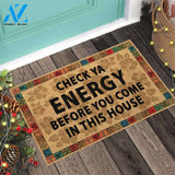 Check Ya Energy - Puerto Rican Coir Pattern Print Doormat, Puerto Rican