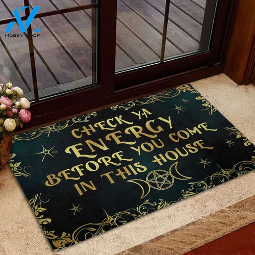 Check Ya Energy Witch Indoor and Outdoor Doormat Warm House Gift Welcome Mat Gift For Friend, Gift For Halloween Day