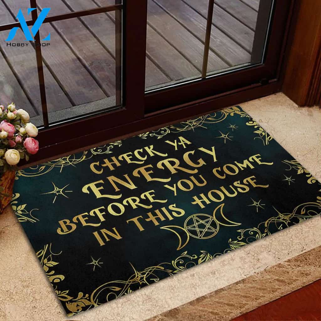 Check Ya Energy Witch Indoor and Outdoor Doormat Warm House Gift Welcome Mat Gift For Friend, Gift For Halloween Day