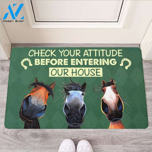 Check Your Attitude Before Entering Our House Indoor and Outdoor Doormat Warm House Gift Welcome Mat Gift for Friend Family