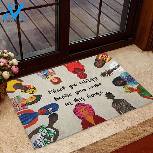 Check Your Energy - African American Doormat