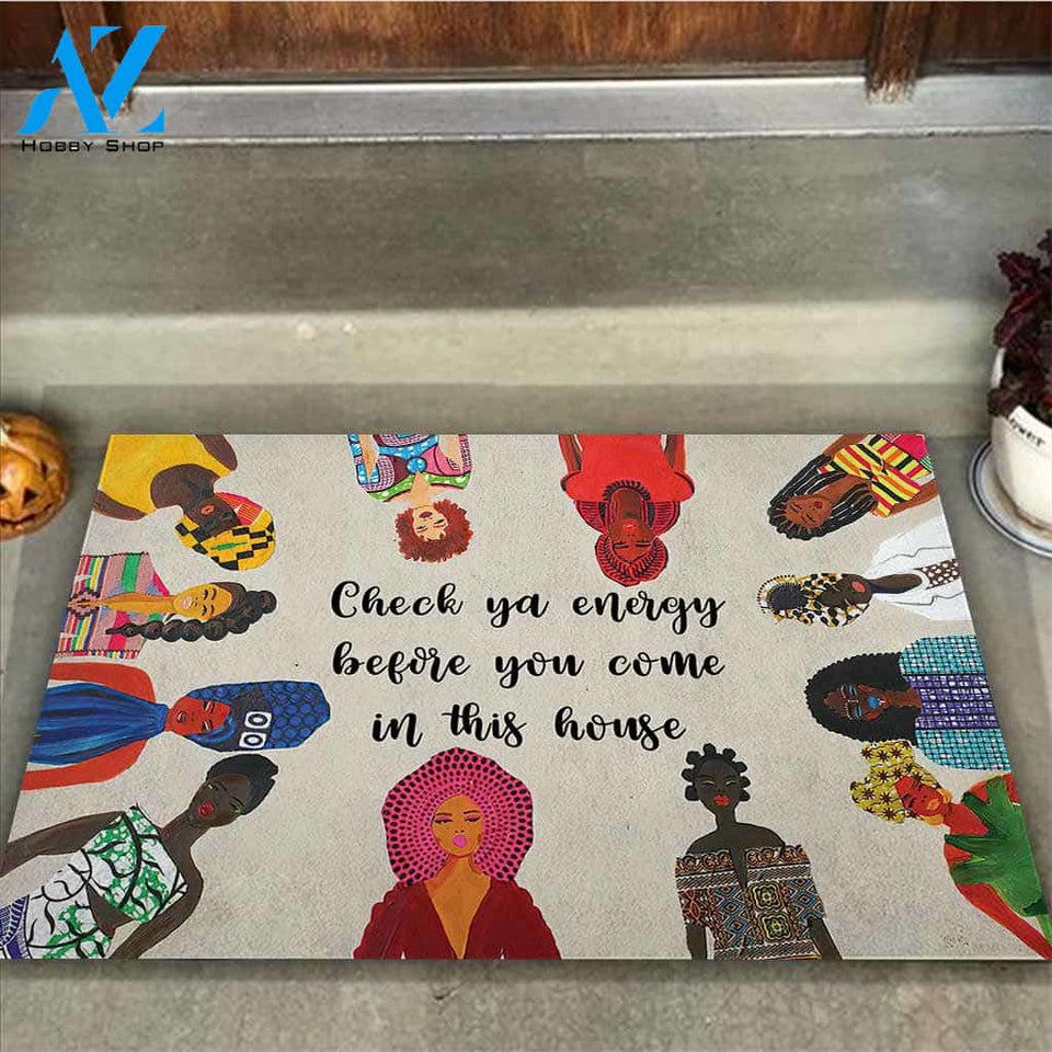 Check Your Energy - African American Doormat
