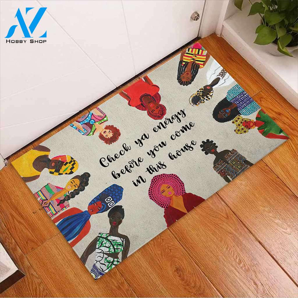 Check Your Energy - African American Doormat