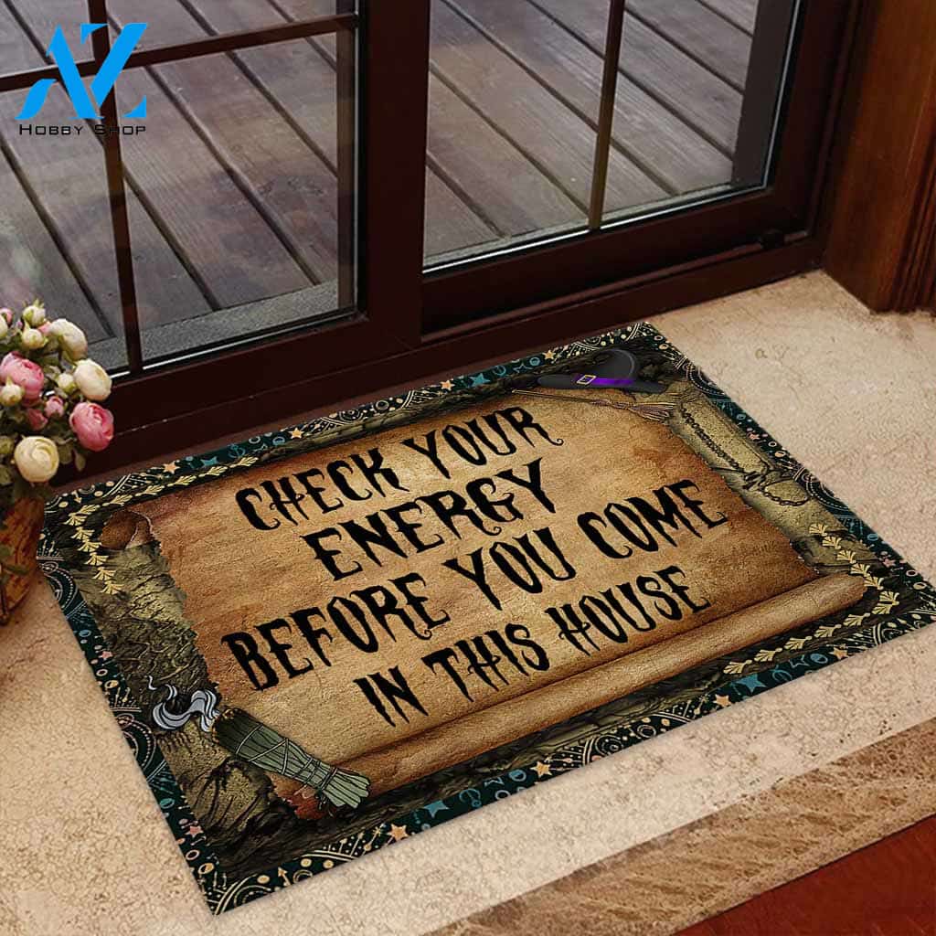 Check Your Energy - Witch Halloween Funny Doormat Gift For Friend Family Birthday Gift Home Decor Warm House Gift Welcome Mat