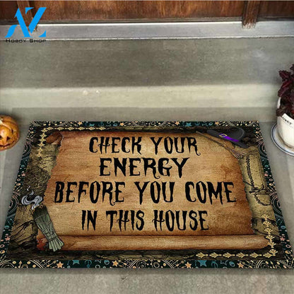 Check Your Energy - Witch Halloween Funny Doormat Gift For Friend Family Birthday Gift Home Decor Warm House Gift Welcome Mat